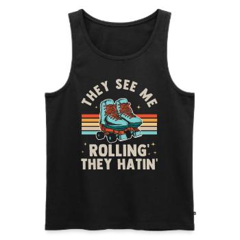 Inline Skate Gift Rollskates Roller 70s - Men's Premium Organic Tank Top - black - Front - Michal (187cm)