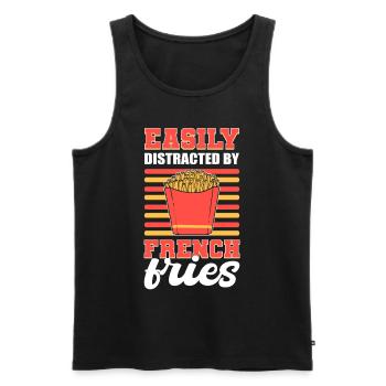 Easily Distracted By French Fries Fried Potato - Men's Premium Organic Tank Top - black - Front - Michal (187cm)