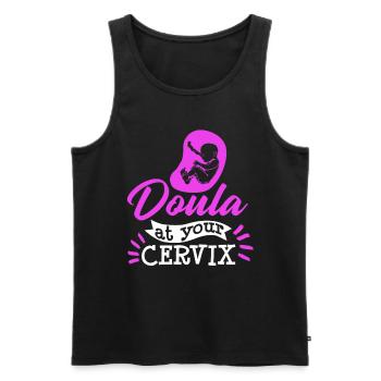 Doula with her Cervix midwife - Men's Premium Organic Tank Top - black - Front - AI Model Male 178 light (178cm)
