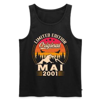 Mai 2001 Vintage Nées En Mai 2001 Anniversaire - Débardeur bio Premium Homme - noir - Devant - Michal (187cm)