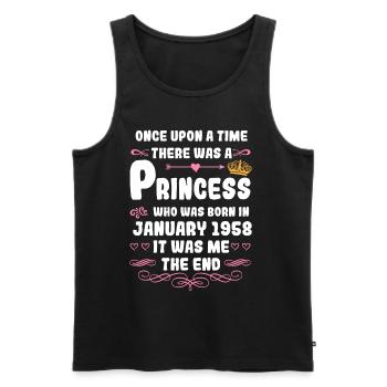 Es war einmal eine Prinzessin. Januar 1958 Geburts - Männer Premium Bio Tank Top - Schwarz - Vorne - Michal (187cm)