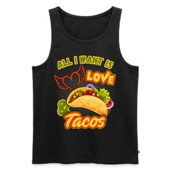 Tout ce que je veux, amour et tacos, tacos Mexique - Débardeur bio Premium Homme - noir - Devant - Michal (187cm)