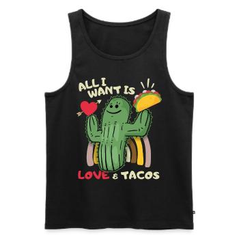 Tout ce que je veux, amour et tacos, tacos Mexique - Débardeur bio Premium Homme - noir - Devant - Michal (187cm)