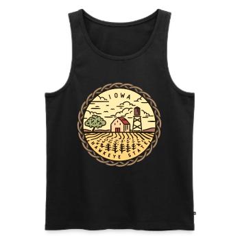 Iowa, Hawkeye State, USA - Men's Premium Organic Tank Top - black - Front - AI Model Male 178 light (178cm)