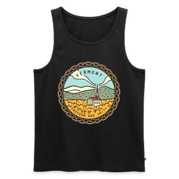 Vermont, United States - Men's Premium Organic Tank Top - black - Front - AI Model Male 178 light (178cm)