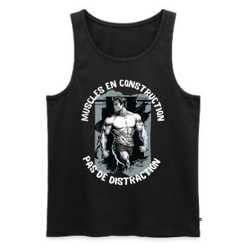 muscles in construction sport bodybuilding - Men's Premium Organic Tank Top - black - Front - Michal (187cm)
