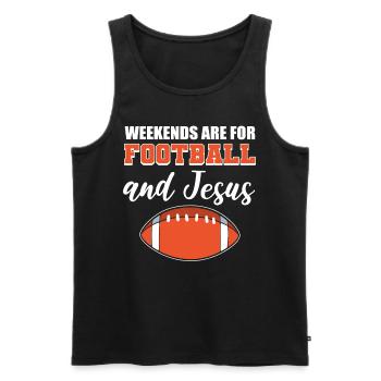 Weekends Are For Football and Jesus American - Men's Premium Organic Tank Top - black - Front - AI Model Male 178 light (178cm)