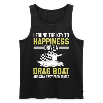Drag Boat Saying I Found The Key To Happiness - Men's Premium Organic Tank Top - black - Front - Michal (187cm)