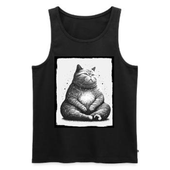 Kuschelige Katze Yoga Meditation Meditieren Grunge - Männer Premium Bio Tank Top - Schwarz - Vorne - Michal (187cm)