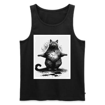 Kuschelige Katze Yoga Meditation Meditieren Grunge - Männer Premium Bio Tank Top - Schwarz - Vorne - Michal (187cm)