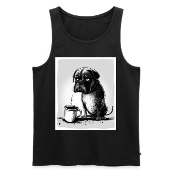 Dog Bulldog Coffee Cup Morning Grouch Cocoa Pug - Men's Premium Organic Tank Top - black - Front - Michal (187cm)