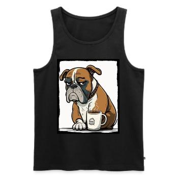 Dog Bulldog Coffee Cup Morning Grouch Cocoa Pug - Men's Premium Organic Tank Top - black - Front - Michal (187cm)