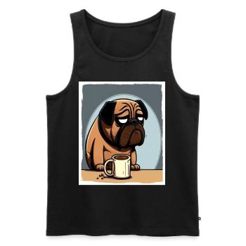 Dog Bulldog Coffee Cup Morning Grouch Cocoa Pug - Men's Premium Organic Tank Top - black - Front - Michal (187cm)