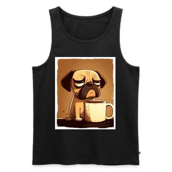 Dog Bulldog Coffee Cup Morning Grouch Cocoa Pug - Men's Premium Organic Tank Top - black - Front - Michal (187cm)