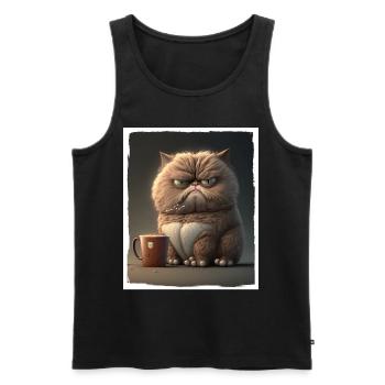 Cat Kitten Coffee Cup Morning Grouch Cocoa - Men's Premium Organic Tank Top - black - Front - AI Model Male 178 light (178cm)