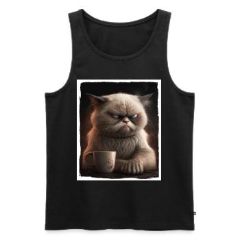 Cat Kitten Coffee Cup Morning Grouch Cocoa - Débardeur bio Premium Homme - noir - Devant - Michal (187cm)