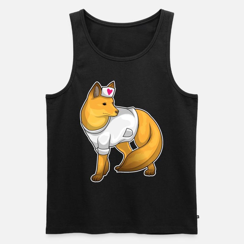 Fuchs Krankenschwester Herz - Männer Premium Bio Tank Top - Schwarz