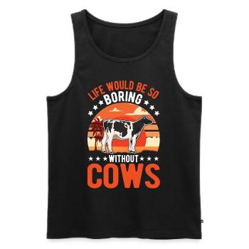 Vache Éleveurs de bovins Agriculteur Vaches - Débardeur bio Premium Homme - noir - Devant - Michal (187cm)