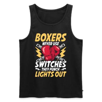 Boxers Never Use Switches They Punch Lights Out - Männer Premium Bio Tank Top - Schwarz - Vorne - AI Model Male 178 light (178cm)
