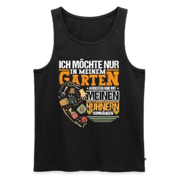 Ich möchte nur in meinen Garten - Männer Premium Bio Tank Top - Schwarz - Vorne - Michal (187cm)