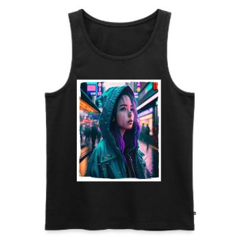 Vaporwave Aestethic Retro Japon Neon Emo Anime - Débardeur bio Premium Homme - noir - Devant - AI Model Male 178 light (178cm)