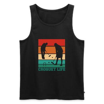 Croqeut - Croquet life retro - Männer Premium Bio Tank Top - Schwarz - Vorne - AI Model Male 178 light (178cm)