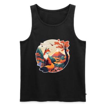 Fox Japan Cherry Blossom Flower Japanese Retro - Men's Premium Organic Tank Top - black - Front - Michal (187cm)