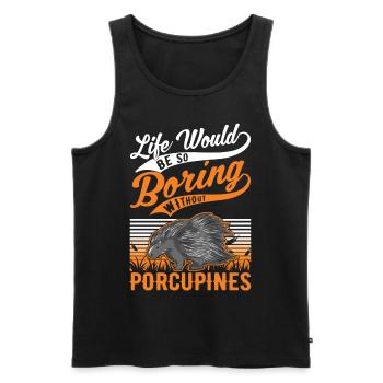 Porcupine Gift Porcupine - Men's Premium Organic Tank Top - black - Front - Michal (187cm)
