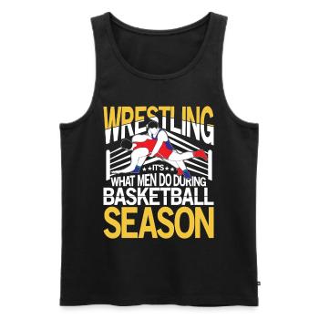 Wrestling What Men Do During Basketball Season - Männer Premium Bio Tank Top - Schwarz - Vorne - AI Model Male 178 light (178cm)