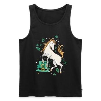 Licorne mythique créature porte-bonheur porte-bonheur chanceux Nouvel An - Débardeur bio Premium Homme - noir - Devant - Michal (187cm)