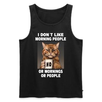 Ne pas aimer les gens du matin Grumpy Funny Cat - Débardeur bio Premium Homme - noir - Devant - AI Model Male 178 light (178cm)