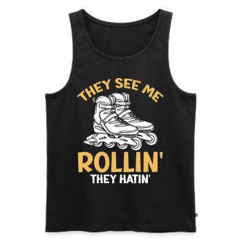 Roller Skating - They See Me Rollin' They Hatin' - Männer Premium Bio Tank Top - Schwarz - Vorne - AI Model Male 178 light (178cm)