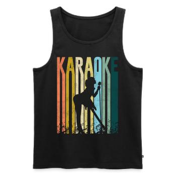 Karaoké Chanteur Rétro Vintage - Débardeur bio Premium Homme - noir - Devant - AI Model Male 178 light (178cm)