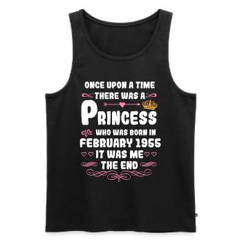 Es war einmal eine Prinzessin. Februar 1955 Geburt - Männer Premium Bio Tank Top - Schwarz - Vorne - Michal (187cm)