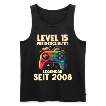 2008 Level 15 Jahre Gaming 15er 15 Geburtstag - Männer Premium Bio Tank Top - Schwarz - Vorne - Michal (187cm)