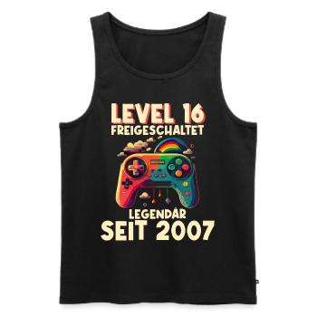 2007 Level 16 Jahre Gaming 16er 16 Geburtstag - Männer Premium Bio Tank Top - Schwarz - Vorne - Michal (187cm)