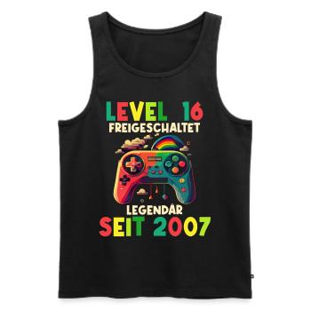 2007 Level 16 Jahre Gaming 16er 16 Geburtstag - Männer Premium Bio Tank Top - Schwarz - Vorne - Michal (187cm)