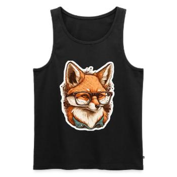 Renard mignon avec des lunettes de lecture Amateur de livres de renard - Débardeur bio Premium Homme - noir - Devant - Michal (187cm)