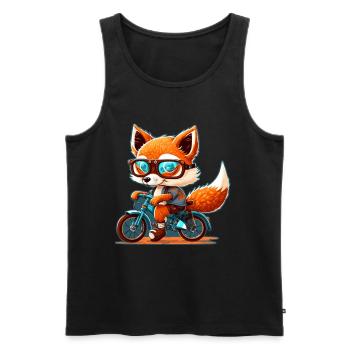 Süßer Fuchs mit Brille Fahrrad Bike Moped Roller - Männer Premium Bio Tank Top - Schwarz - Vorne - AI Model Male 178 light (178cm)