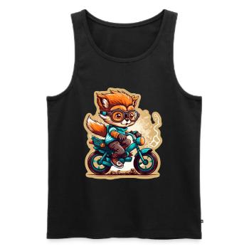 Süßer Fuchs mit Brille Fahrrad Bike Moped Roller - Männer Premium Bio Tank Top - Schwarz - Vorne - AI Model Male 178 light (178cm)