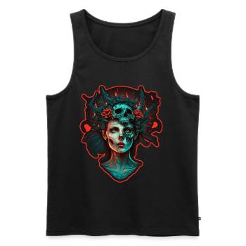 Evil Old Woman Horror Skeleton Demon Bikerin - Men's Premium Organic Tank Top - black - Front - Michal (187cm)