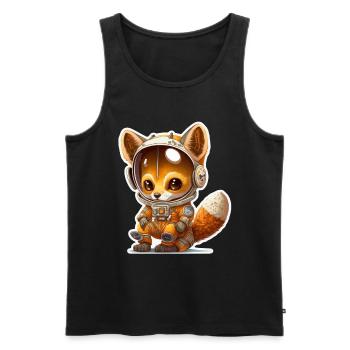 Mignon Fox Space Astronaute Planète Espace - Débardeur bio Premium Homme - noir - Devant - AI Model Male 178 light (178cm)