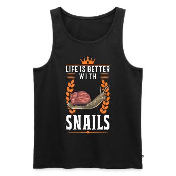 Life is better with a snail - Men's Premium Organic Tank Top - black - Front - Michal (187cm)