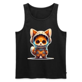 Mignon Fox Space Astronaute Planète Espace - Débardeur bio Premium Homme - noir - Devant - AI Model Male 178 light (178cm)