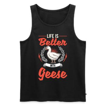 Life is better with geese goose breeders - Men's Premium Organic Tank Top - black - Front - Michal (187cm)