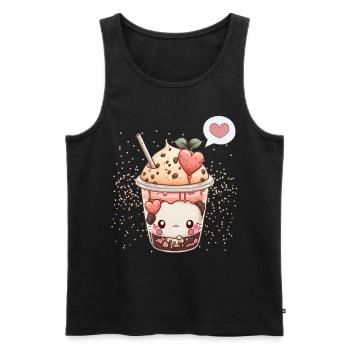 Kawaii Boba Tea for Valentine's Day Bubble Tea Hearts - Men's Premium Organic Tank Top - black - Front - AI Model Male 178 light (178cm)