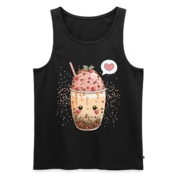 Kawaii Boba Tea for Valentine's Day Bubble Tea Hearts - Men's Premium Organic Tank Top - black - Front - AI Model Male 178 light (178cm)