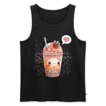 Kawaii Boba Tea for Valentine's Day Bubble Tea Hearts - Men's Premium Organic Tank Top - black - Front - AI Model Male 178 light (178cm)
