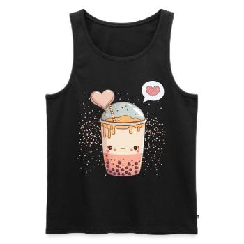 Kawaii Boba Tea for Valentine's Day Bubble Tea Hearts - Men's Premium Organic Tank Top - black - Front - AI Model Male 178 light (178cm)
