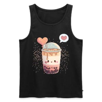 Kawaii Boba Tea for Valentine's Day Bubble Tea Hearts - Men's Premium Organic Tank Top - black - Front - AI Model Male 178 light (178cm)